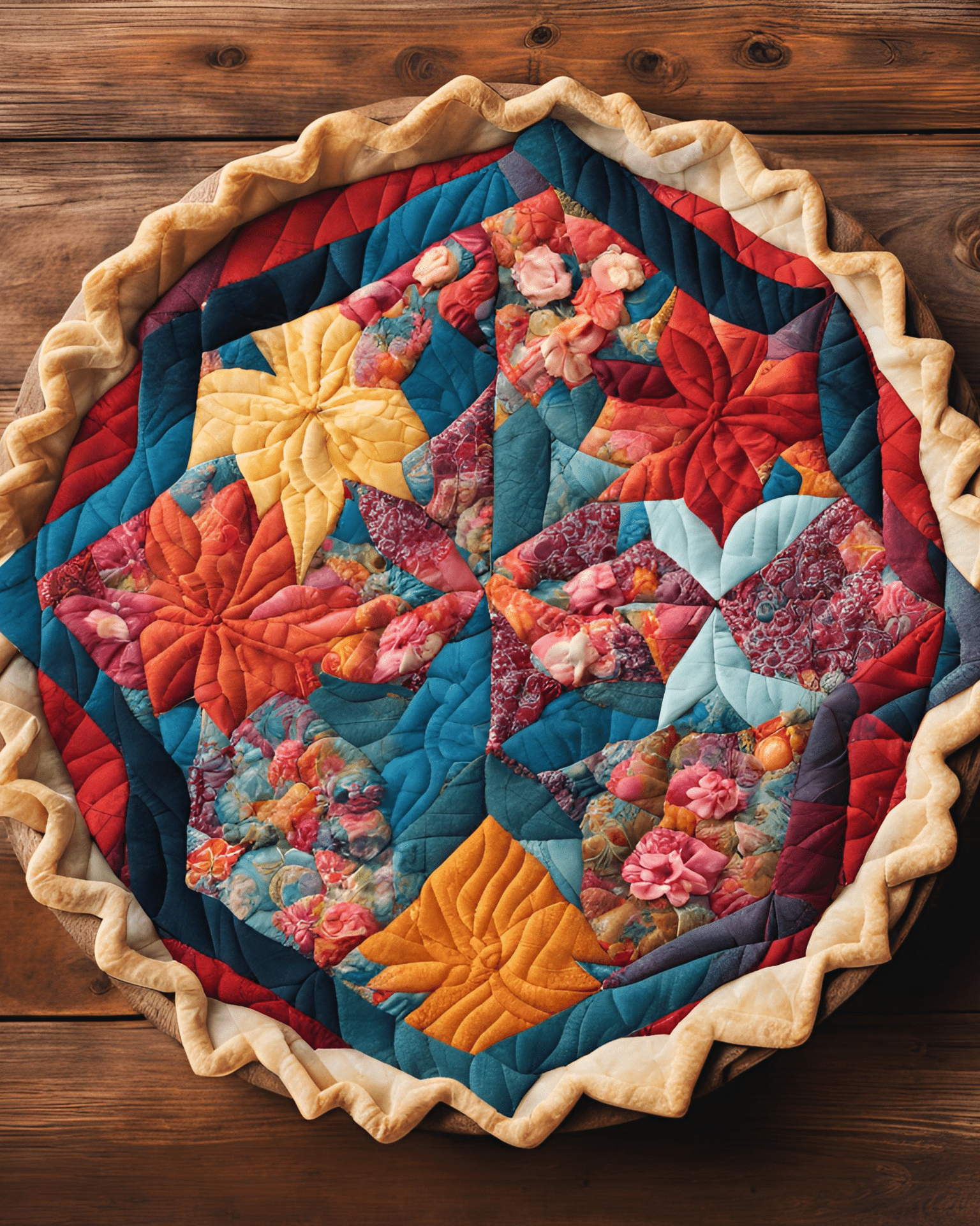 A fabric quilted pie