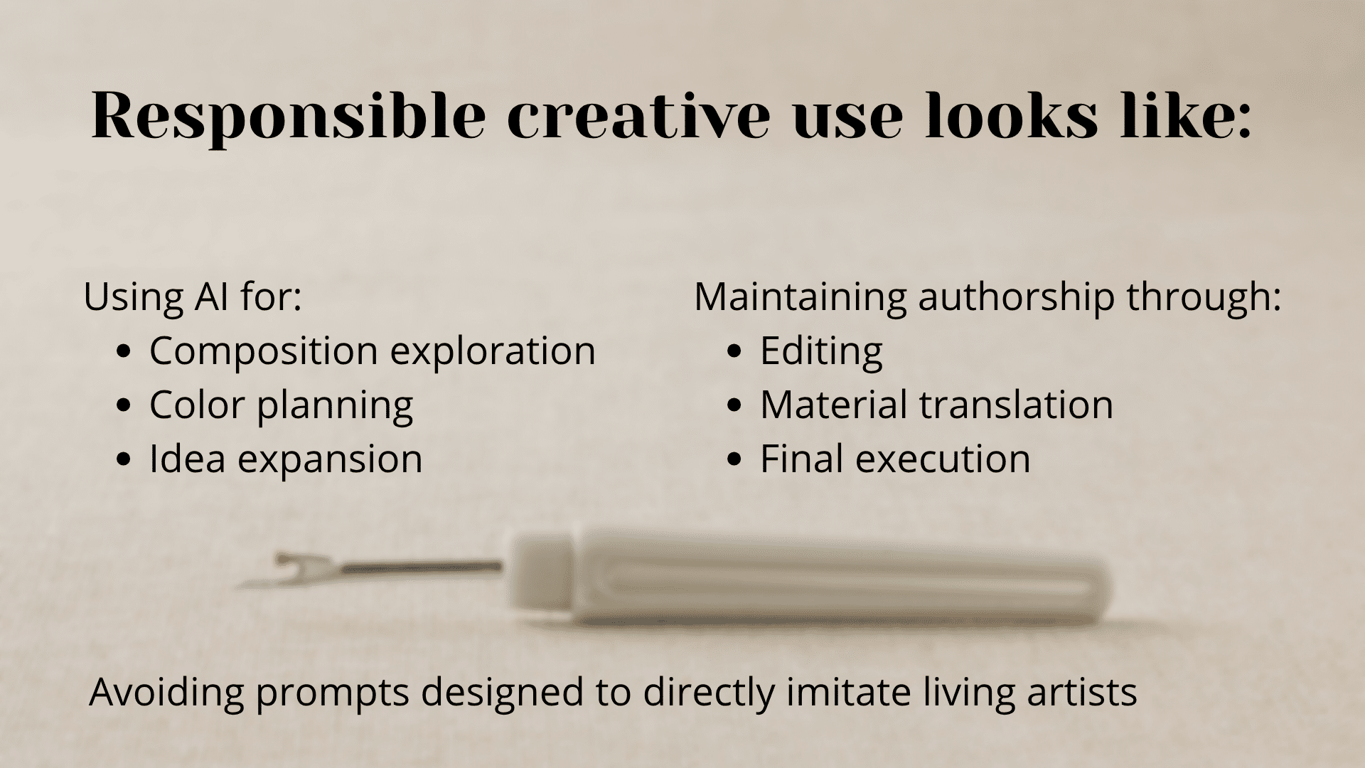 Responsible Creative Use of Technology